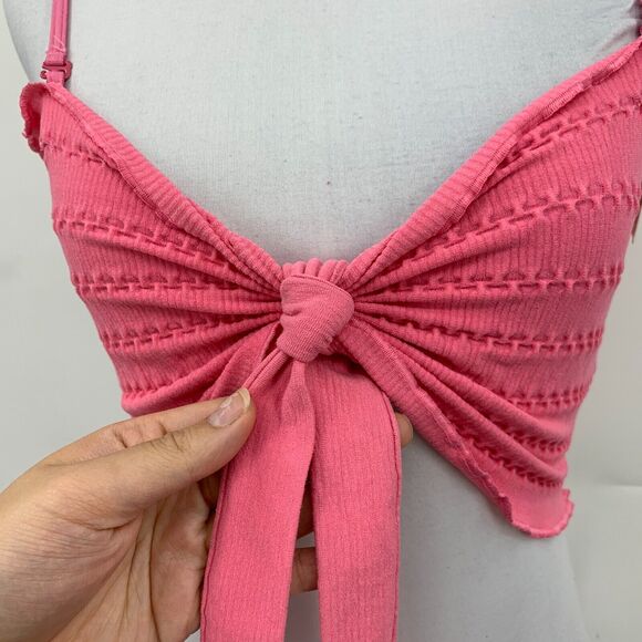 Anthropologie Bandeau Top Womens XXS/XS Raspberry Pullover Styling Smocked Tie - Picture 3 of 16